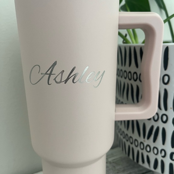 Pink Simple Modern Tumbler with Handle and Straws - Picture 2 of 7